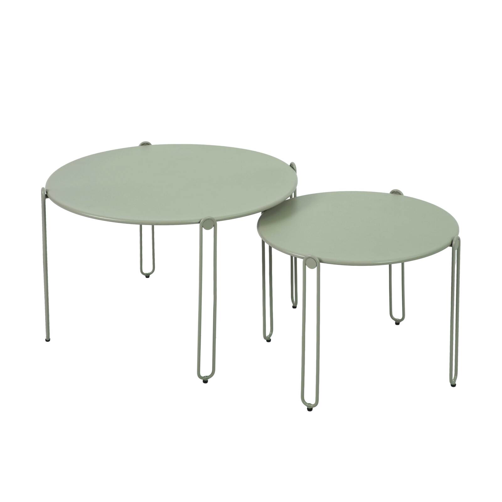 Tables basses gigognes de jardin rondes en métal Ø60x40 cm et Ø45x36 cm - Par 2