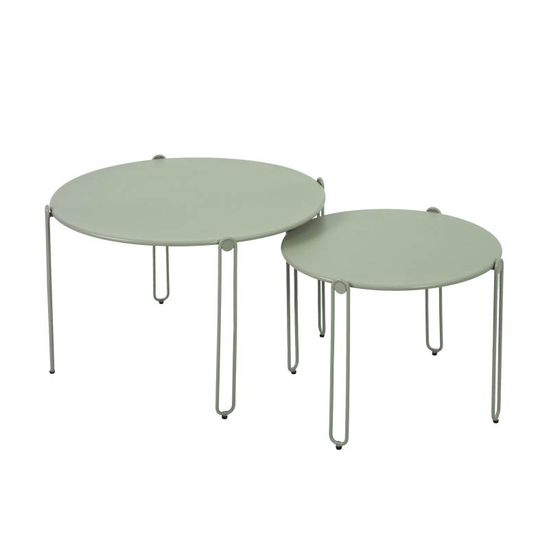Tables basses gigognes de jardin rondes en métal Ø60x40 cm et Ø45x36 cm - Par 2