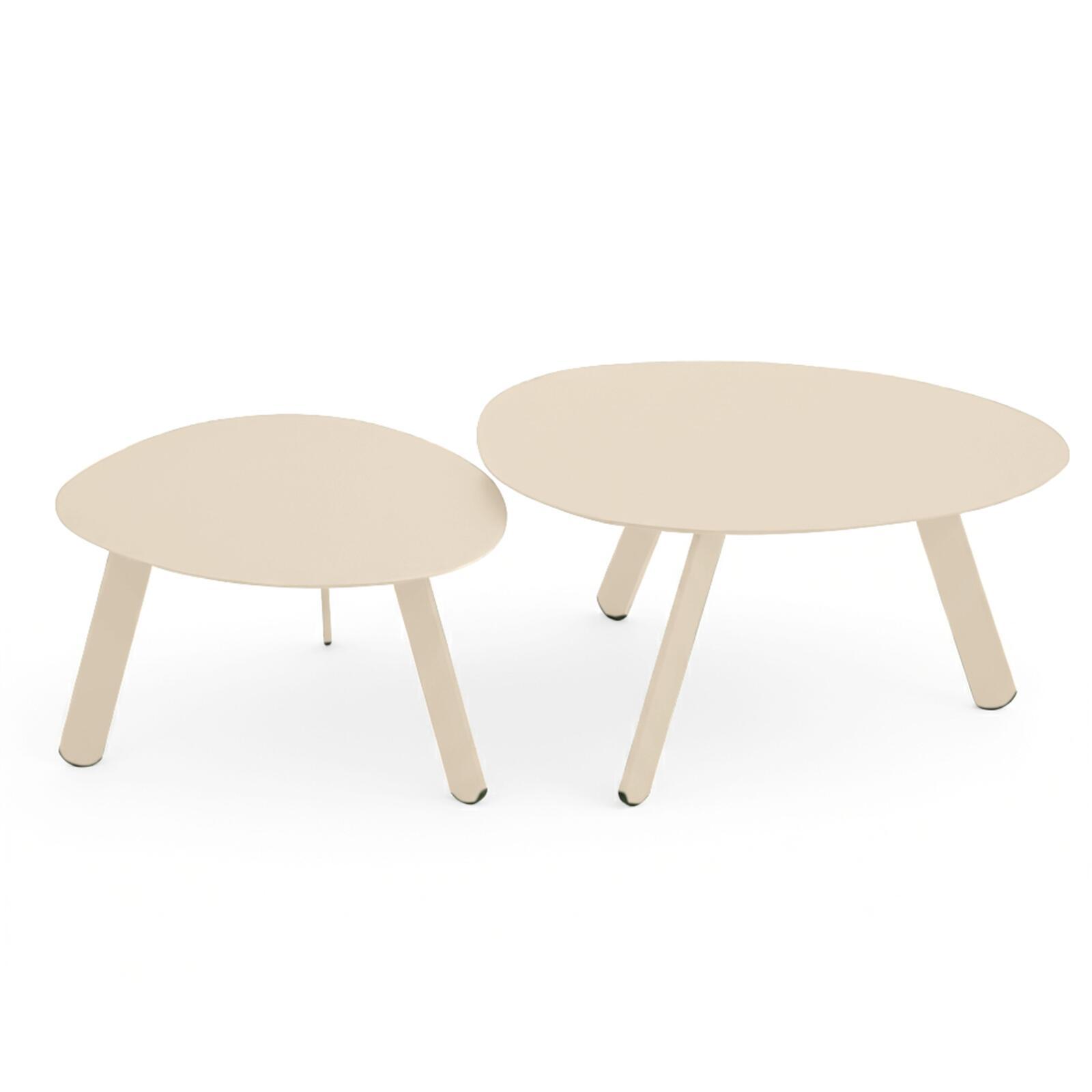 Tables basses gigognes de jardin rondes en métal Ø68x40 cm et Ø55x36 cm - Par 2