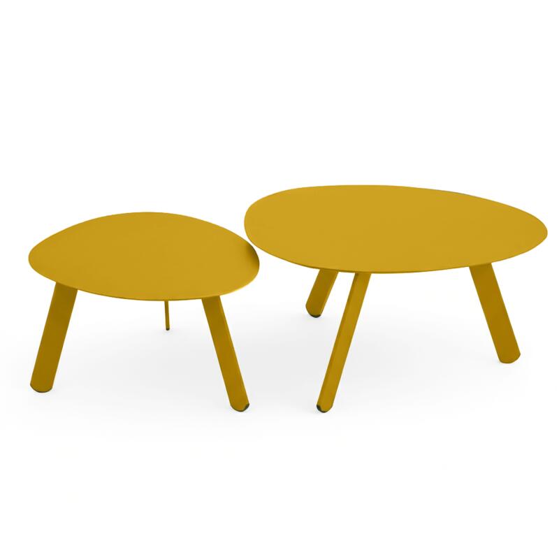 Tables basses gigognes de jardin rondes en métal Ø68x40 cm et Ø55x36 cm - Par 2 (3/7)