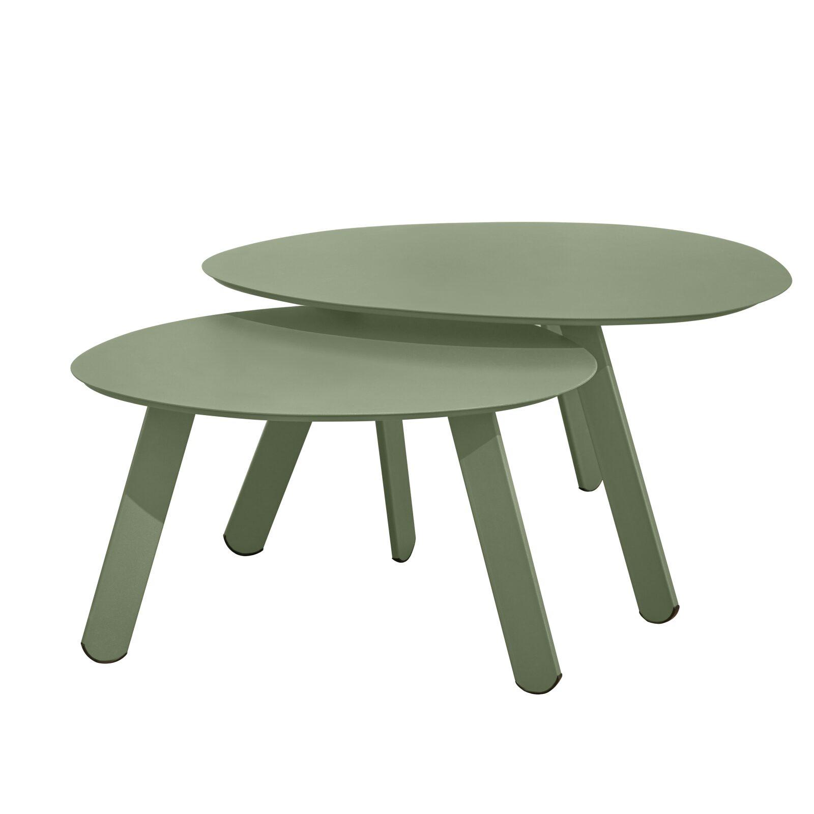 Tables basses gigognes de jardin rondes en métal Ø68x40 cm et Ø55x36 cm - Par 2