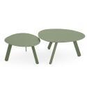 Tables basses gigognes de jardin rondes en métal Ø68x40 cm et Ø55x36 cm - Par 2