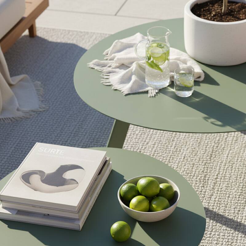 Tables basses gigognes de jardin rondes en métal Ø68x40 cm et Ø55x36 cm - Par 2 (2/7)