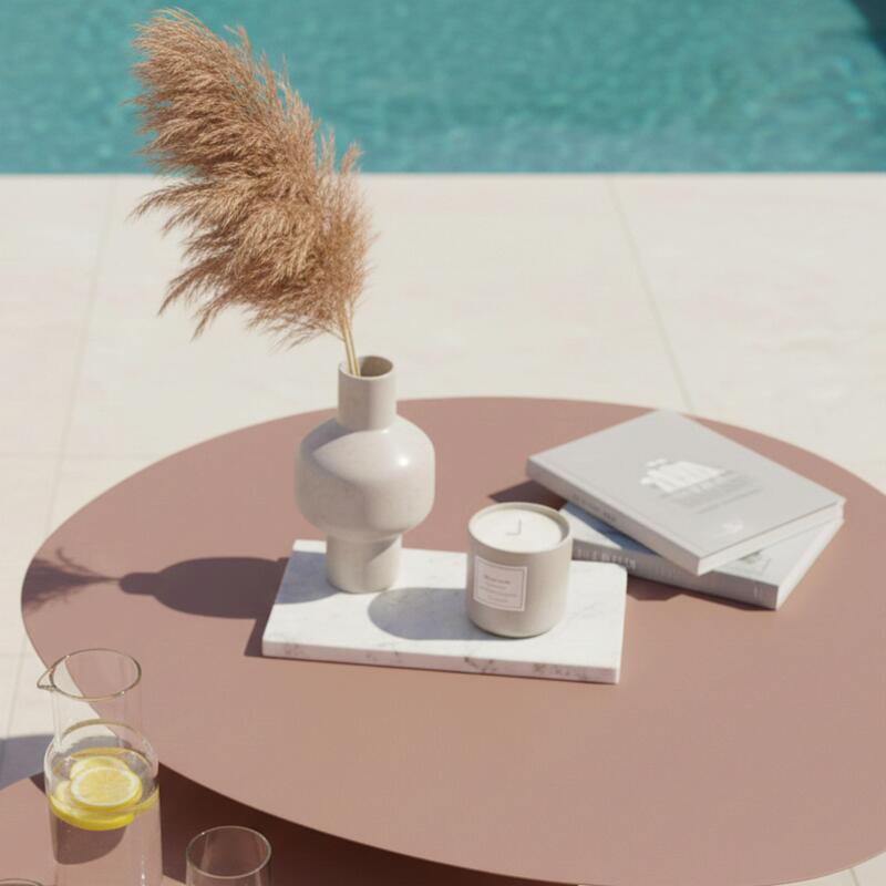 Tables basses gigognes de jardin rondes en métal Ø68x40 cm et Ø55x36 cm - Par 2 (2/7)