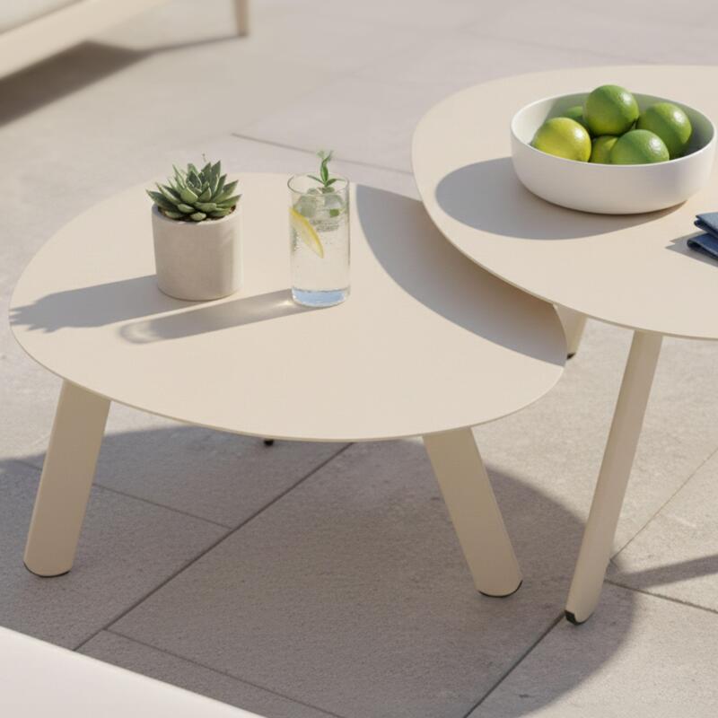 Tables basses gigognes de jardin rondes en métal Ø68x40 cm et Ø55x36 cm - Par 2 (2/7)