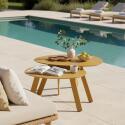 Tables basses gigognes de jardin rondes en métal Ø68x40 cm et Ø55x36 cm - Par 2