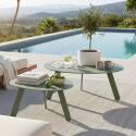Tables basses gigognes de jardin rondes en métal Ø68x40 cm et Ø55x36 cm - Par 2
