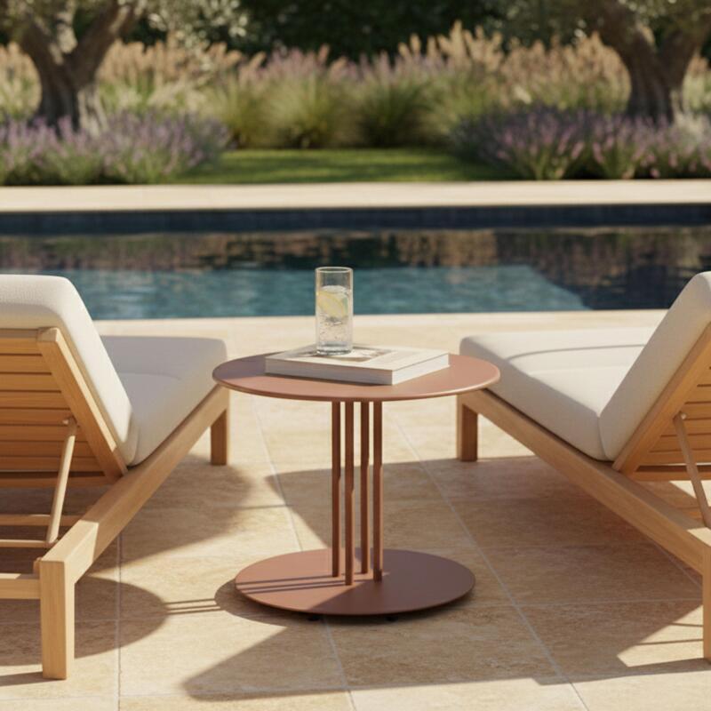 Table basse de jardin ronde en métal Ø50x38 cm  - Ambiance