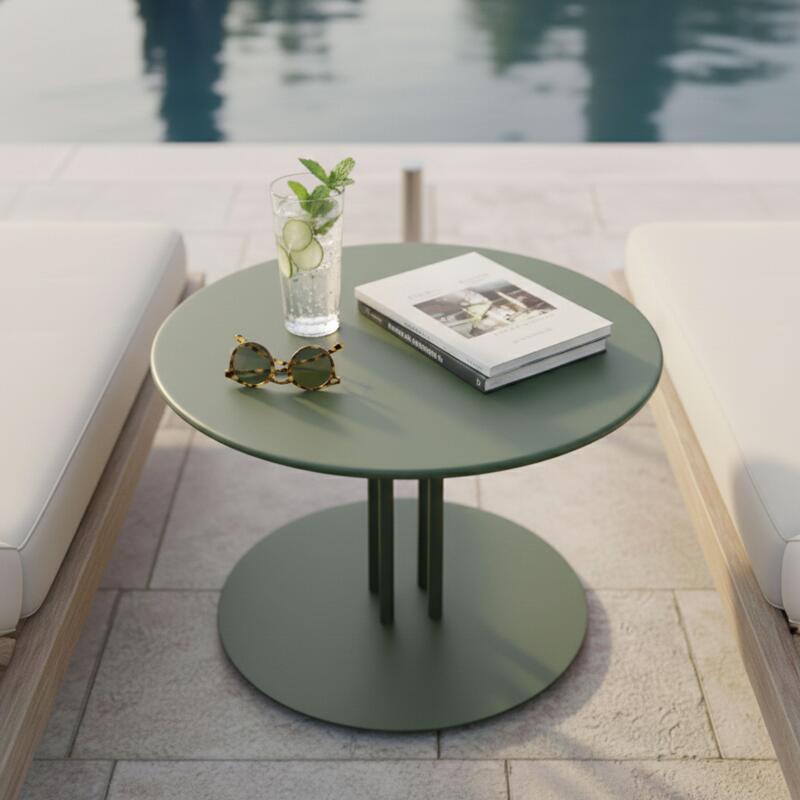 Table basse de jardin ronde en métal Ø50x38 cm  (2/4)