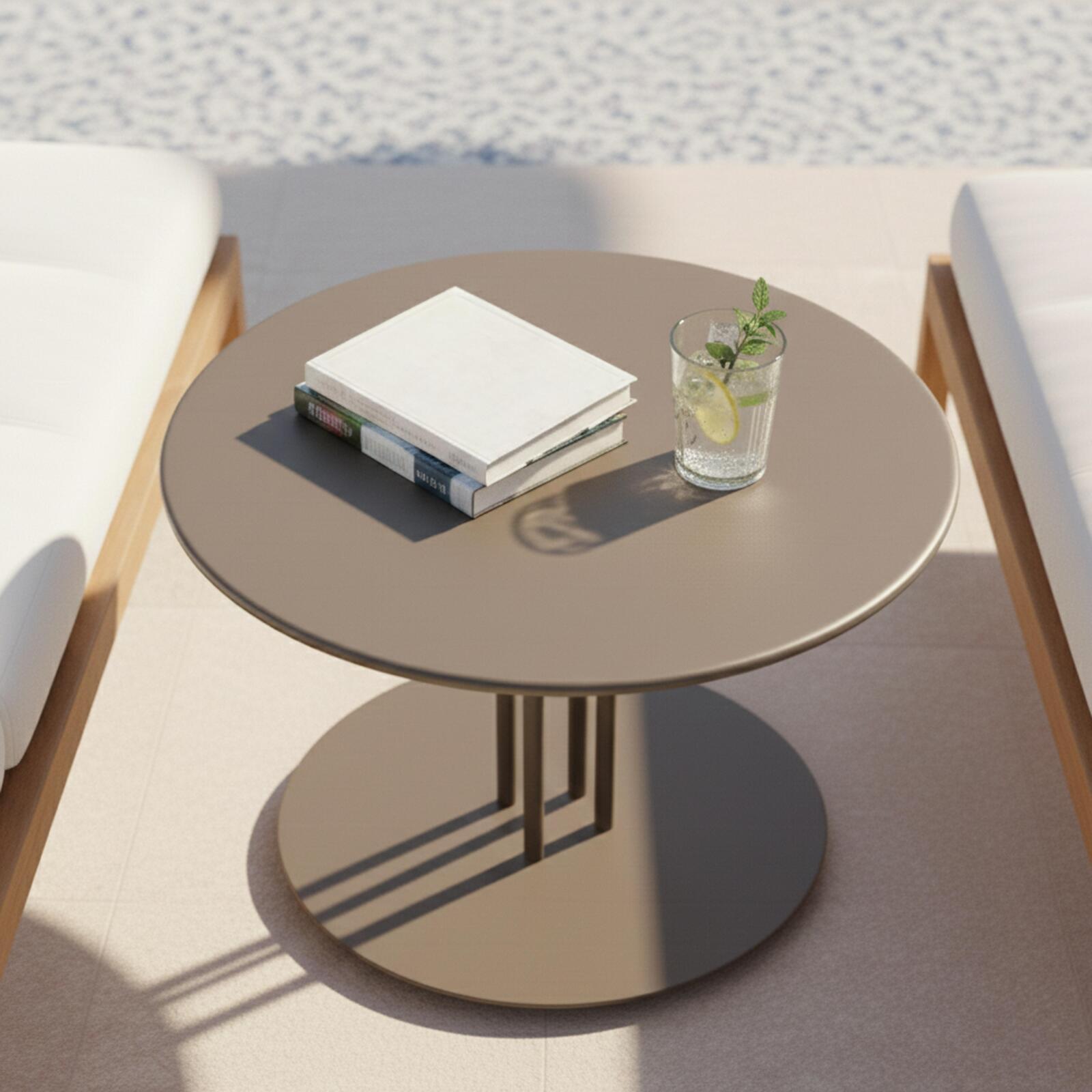 Table basse de jardin ronde en métal Ø50x38 cm 