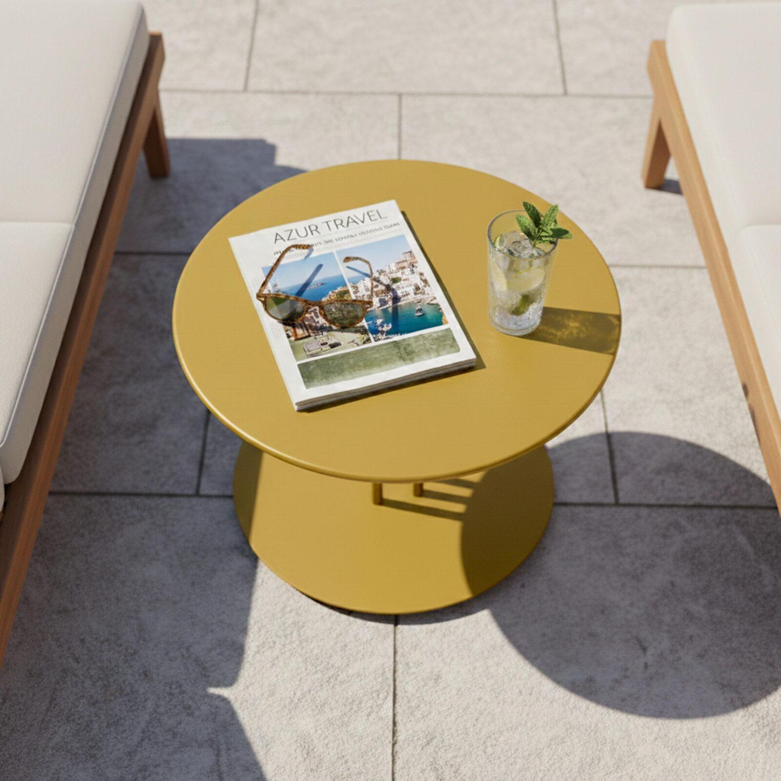 Table basse de jardin ronde en métal Ø50x38 cm 