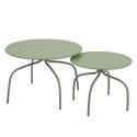 Tables basses gigognes de jardin rondes en métal Ø60x40 cm et Ø40x36 cm - Par 2