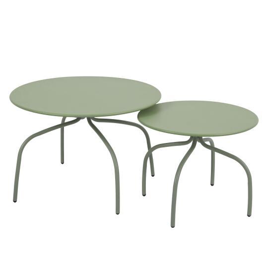 Tables basses gigognes de jardin rondes en métal Ø60x40 cm et Ø40x36 cm - Par 2 | Oviala