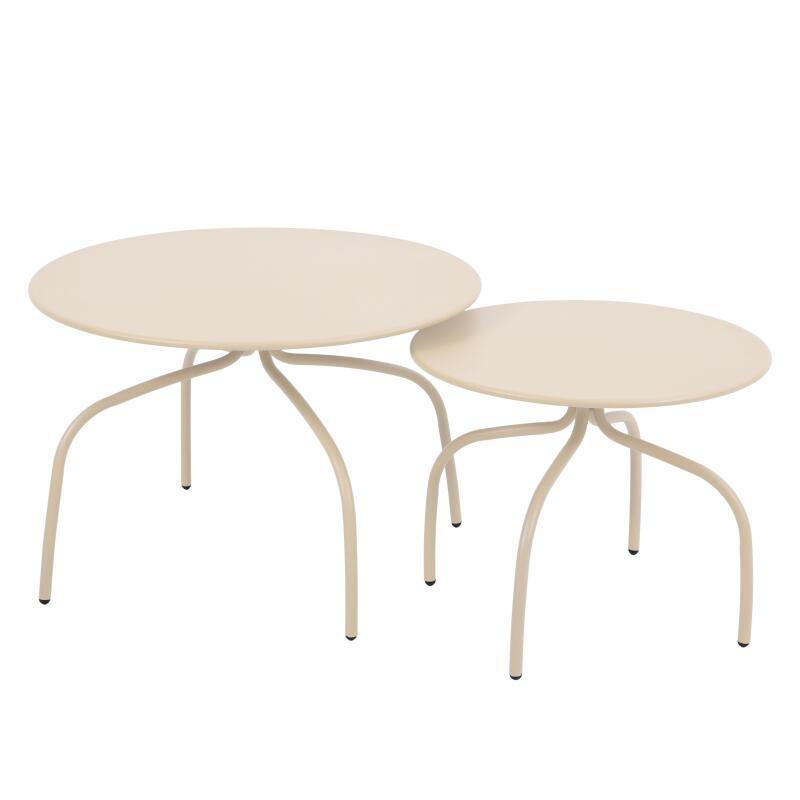 Tables basses gigognes de jardin rondes en métal Ø60x40 cm et Ø40x36 cm - Par 2