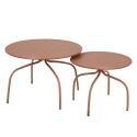 Tables basses gigognes de jardin rondes en métal Ø60x40 cm et Ø40x36 cm - Par 2