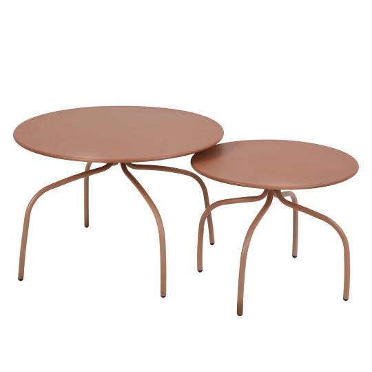 Tables basses gigognes de jardin rondes en métal Ø60x40 cm et Ø40x36 cm - Par 2 | Oviala