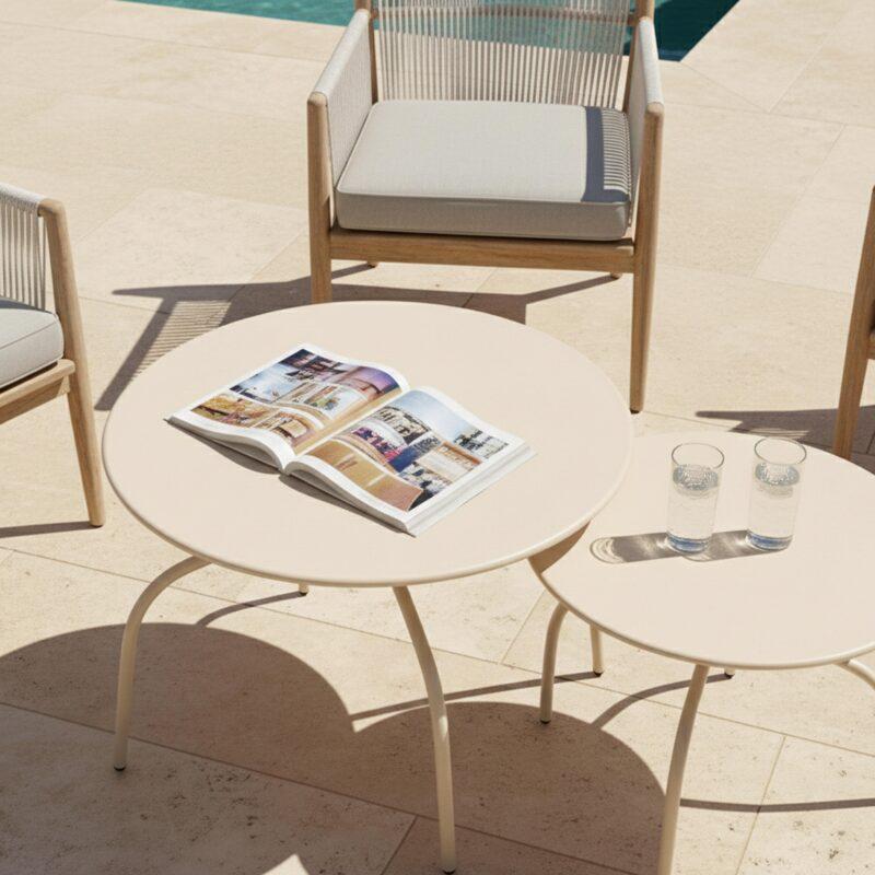 Tables basses gigognes de jardin rondes en métal Ø60x40 cm et Ø40x36 cm - Par 2 (2/6)