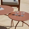 Tables basses gigognes de jardin rondes en métal Ø60x40 cm et Ø40x36 cm - Par 2