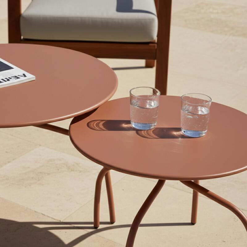 Tables basses gigognes de jardin rondes en métal Ø60x40 cm et Ø40x36 cm - Par 2 (2/6)