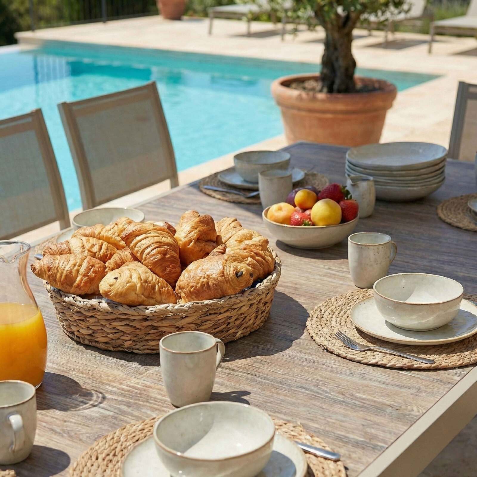 Table de jardin en aluminium et céramique effet bois 206x100 cm et 10 chaises en textilène