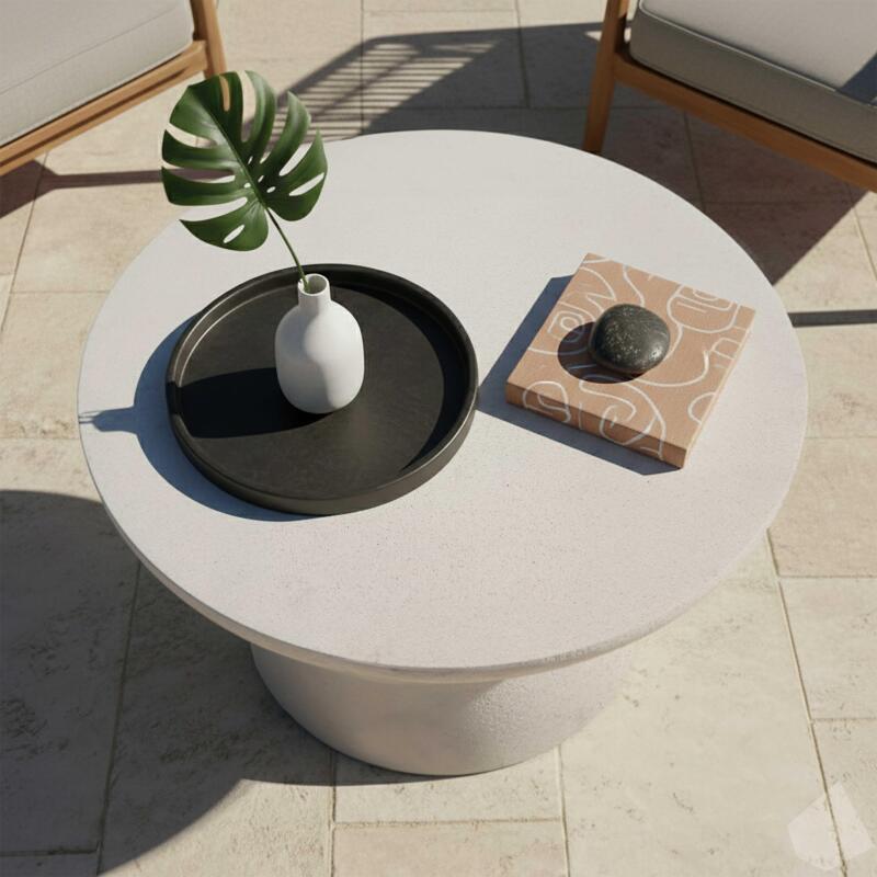 Table basse de jardin ronde effet béton lisse Ø60x40cm (2/3)
