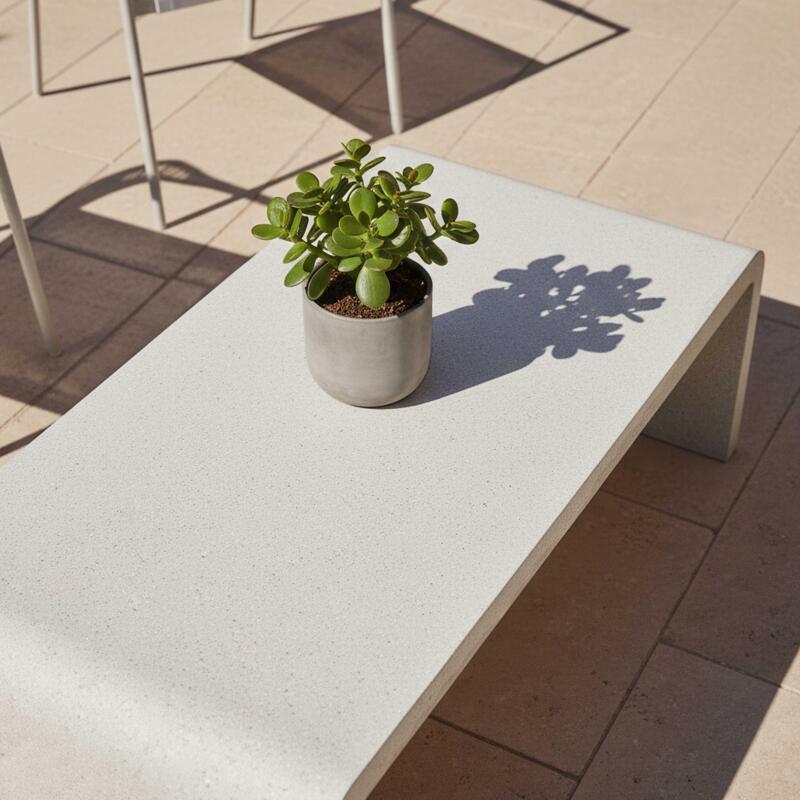 Table basse de jardin rectangulaire effet béton lisse 100x60x40 cm (2/5)