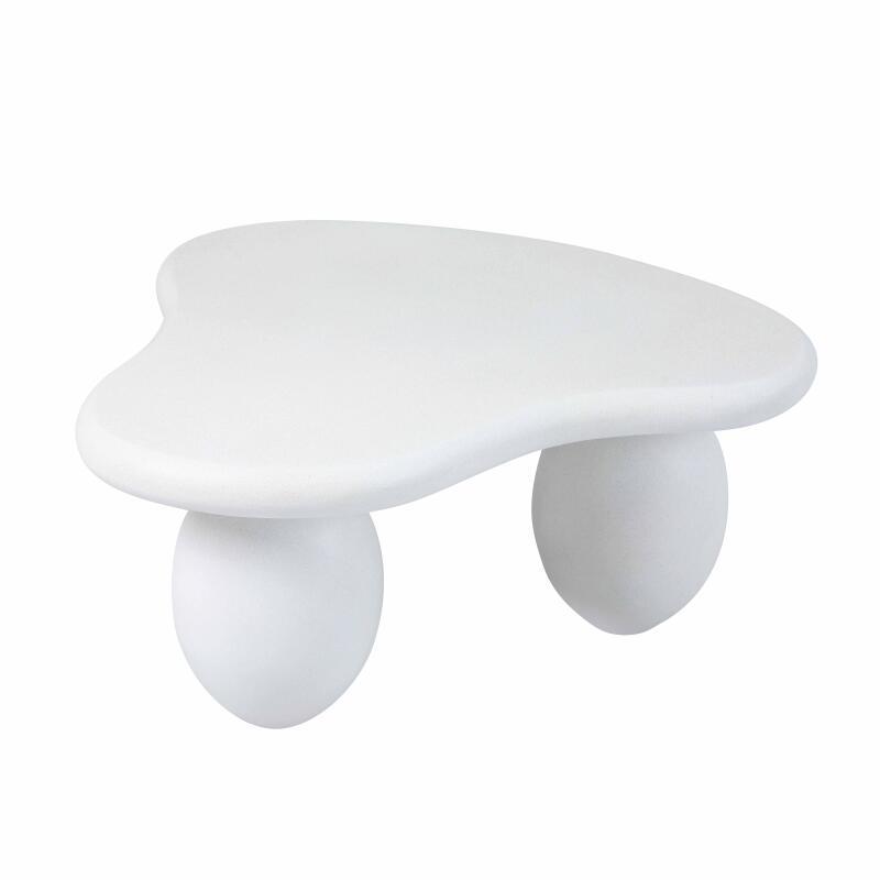 Table basse de jardin design forme organique effet béton lisse 80x80x40 cm (2/6)