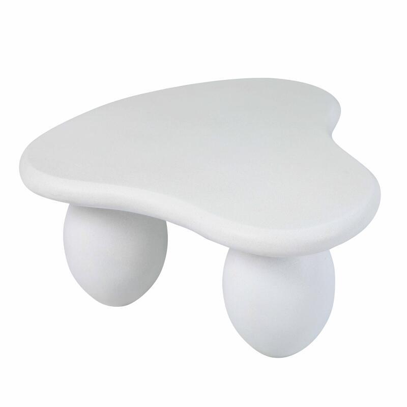 Table basse de jardin design forme organique effet béton lisse 80x80x40 cm (4/6)