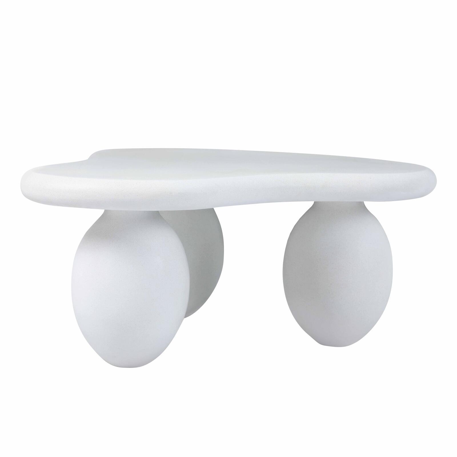 Table basse de jardin design forme organique effet béton lisse 80x80x40 cm