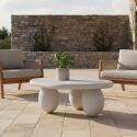 Table basse de jardin design forme organique effet béton lisse 80x80x40 cm - Ambiance