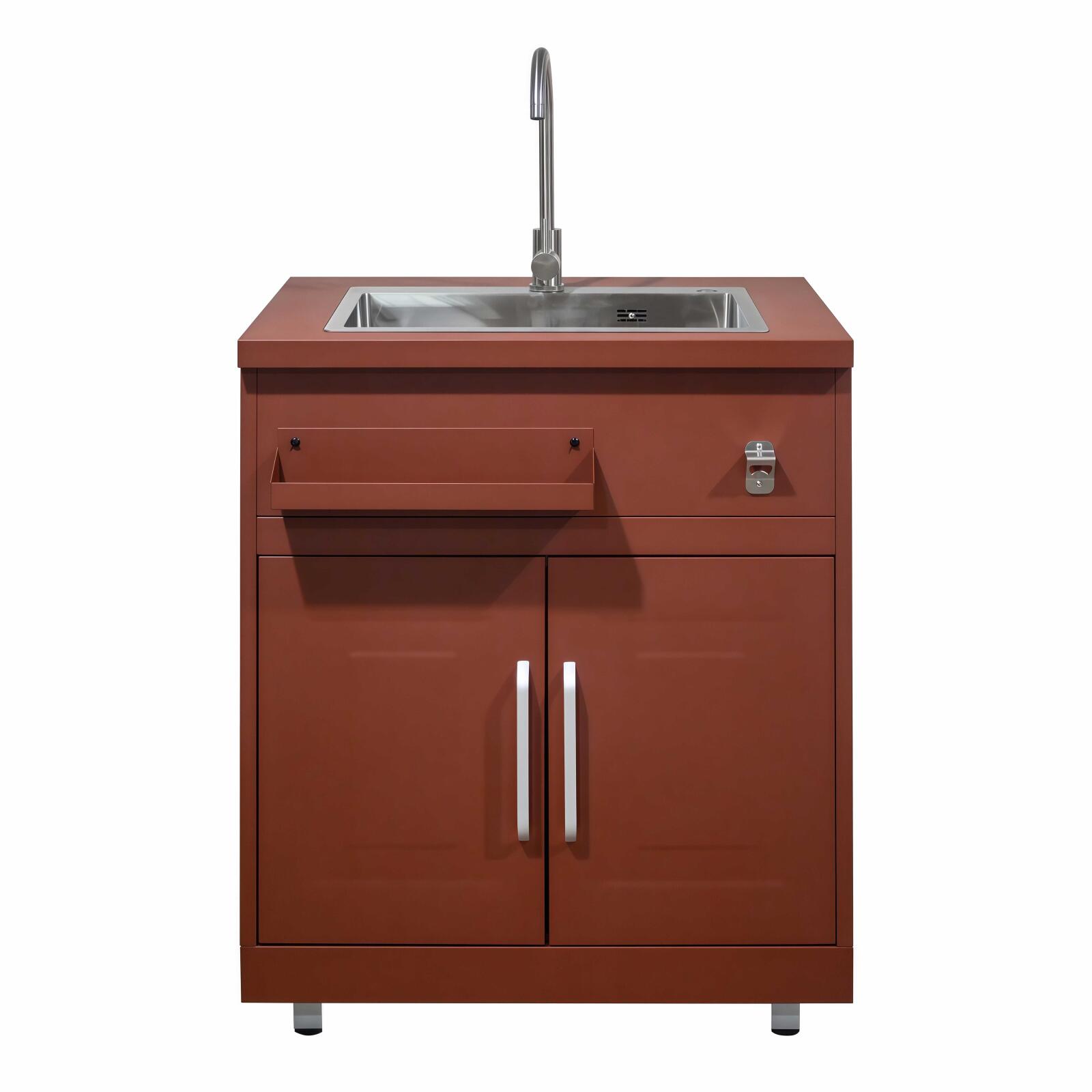 Meuble évier extérieur avec 2 portes en acier noir pour cuisine extérieure