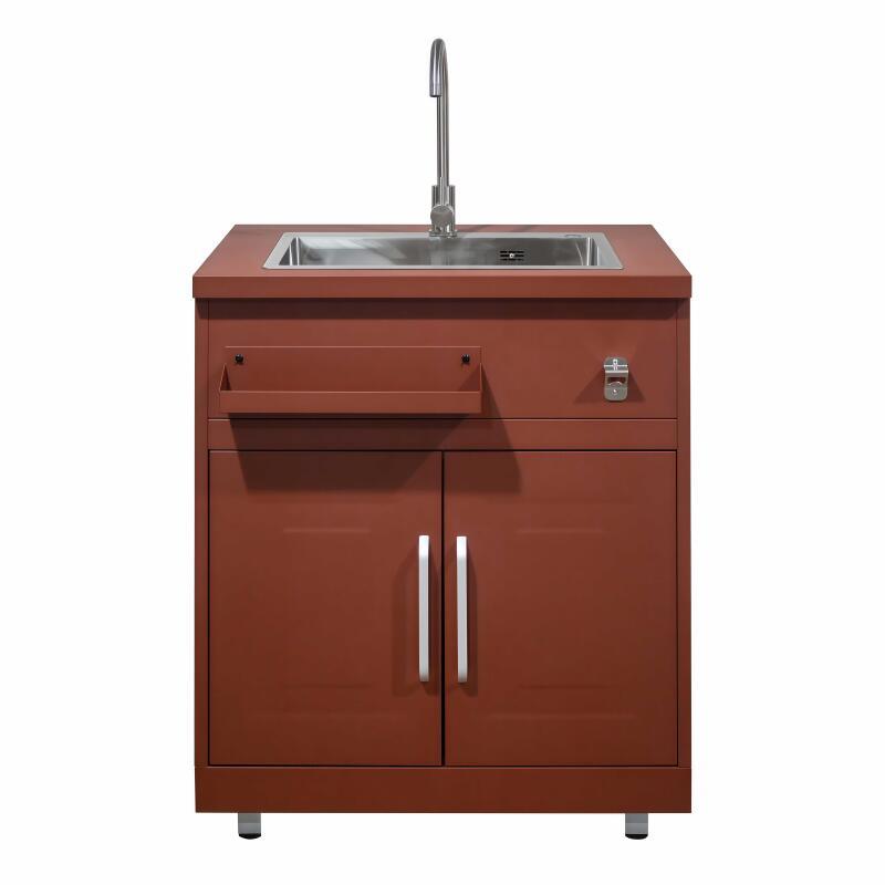 Meuble évier extérieur avec 2 portes en acier noir pour cuisine extérieure (3/7)