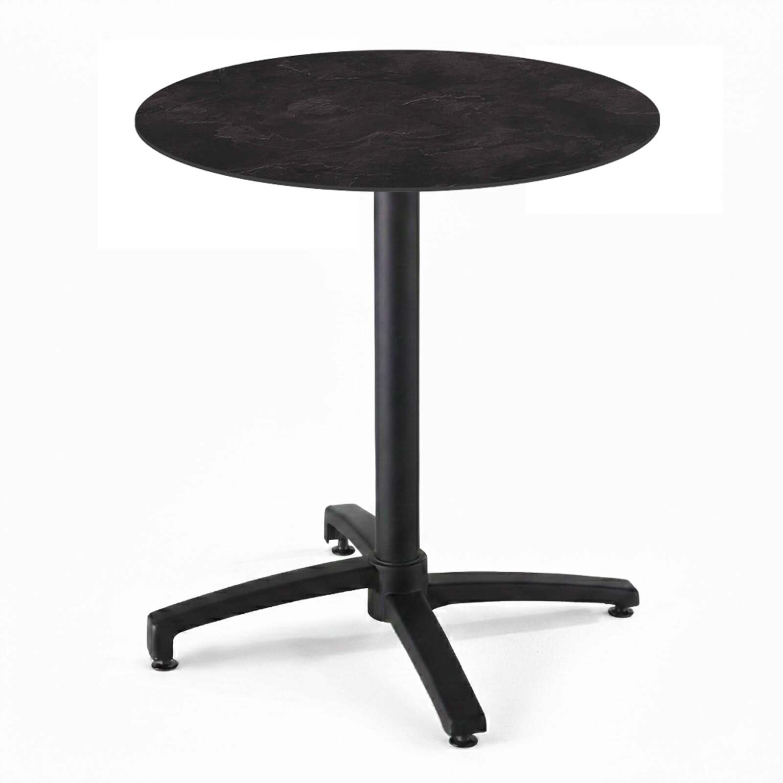 Table de jardin bistrot ronde inclinable en aluminium noir et HPL 4 personnes Ø60 cm