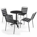 Table de jardin bistrot ronde inclinable en aluminium noir et HPL 4 personnes Ø60 cm