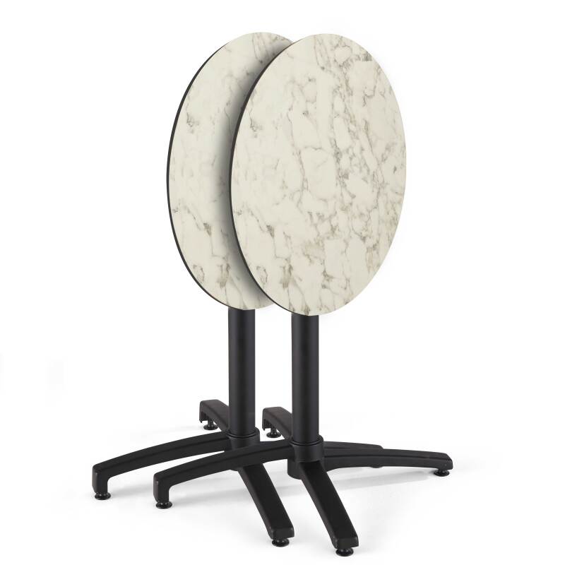 Table de jardin bistrot ronde inclinable en aluminium noir et HPL 4 personnes Ø60 cm