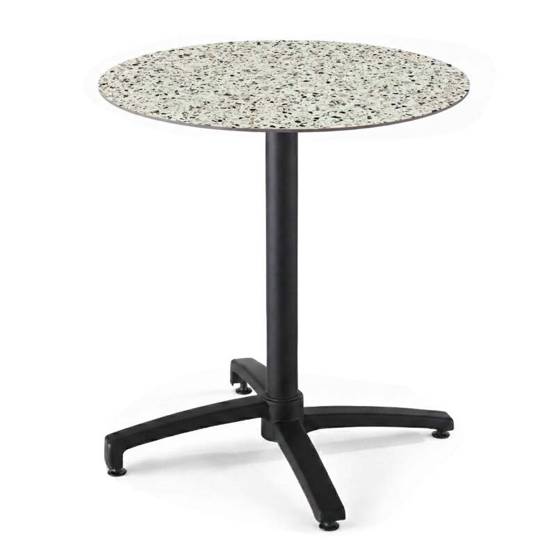 Table de jardin bistrot ronde inclinable en aluminium noir et HPL 4 personnes Ø60 cm