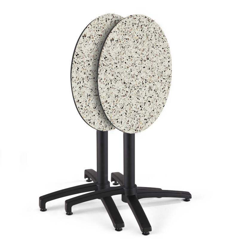 Table de jardin bistrot ronde inclinable en aluminium noir et HPL 4 personnes Ø60 cm