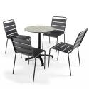 Table de jardin bistrot ronde inclinable en aluminium noir et HPL 4 personnes Ø60 cm