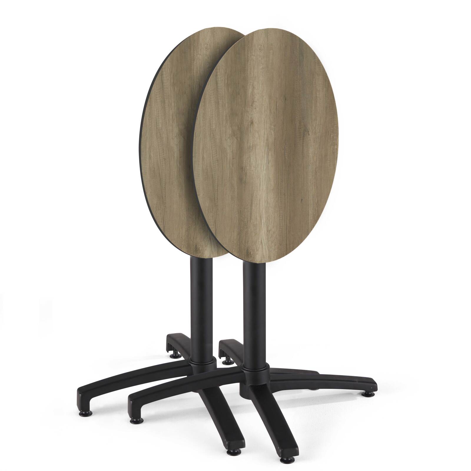 Table de jardin bistrot ronde inclinable en aluminium noir et HPL 4 personnes Ø60 cm