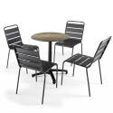 Table de jardin bistrot ronde inclinable en aluminium noir et HPL 4 personnes Ø60 cm