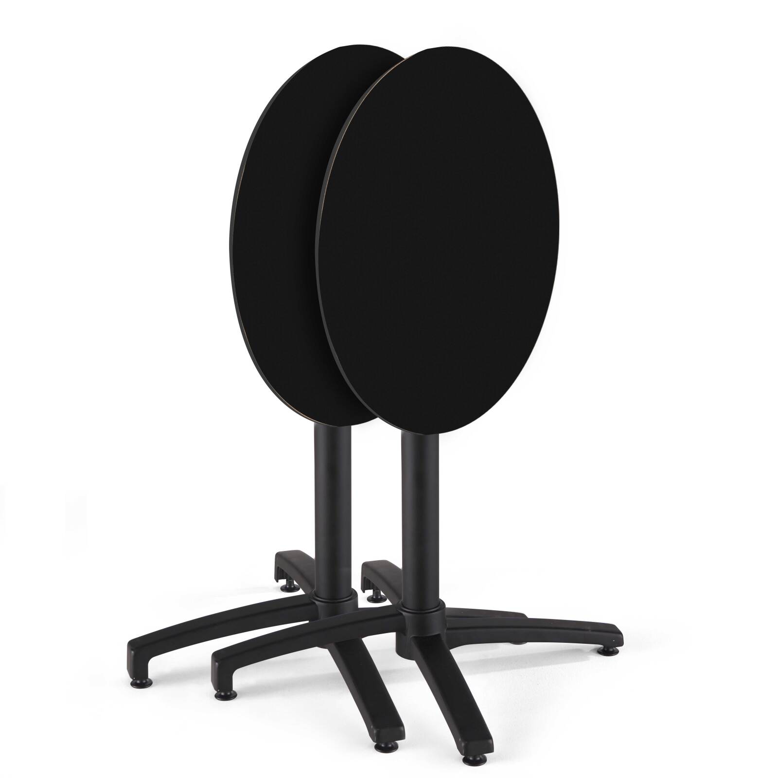 Table de jardin bistrot ronde inclinable en aluminium noir et HPL 4 personnes Ø60 cm