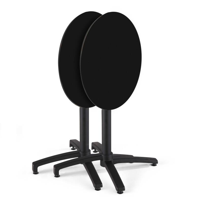 Table de jardin bistrot ronde inclinable en aluminium noir et HPL 4 personnes Ø60 cm