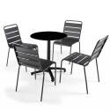 Table de jardin bistrot ronde inclinable en aluminium noir et HPL 4 personnes Ø60 cm