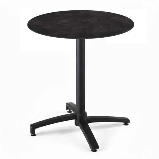 Table de jardin bistrot ronde inclinable en aluminium noir et HPL 4 personnes Ø70 cm | Oviala