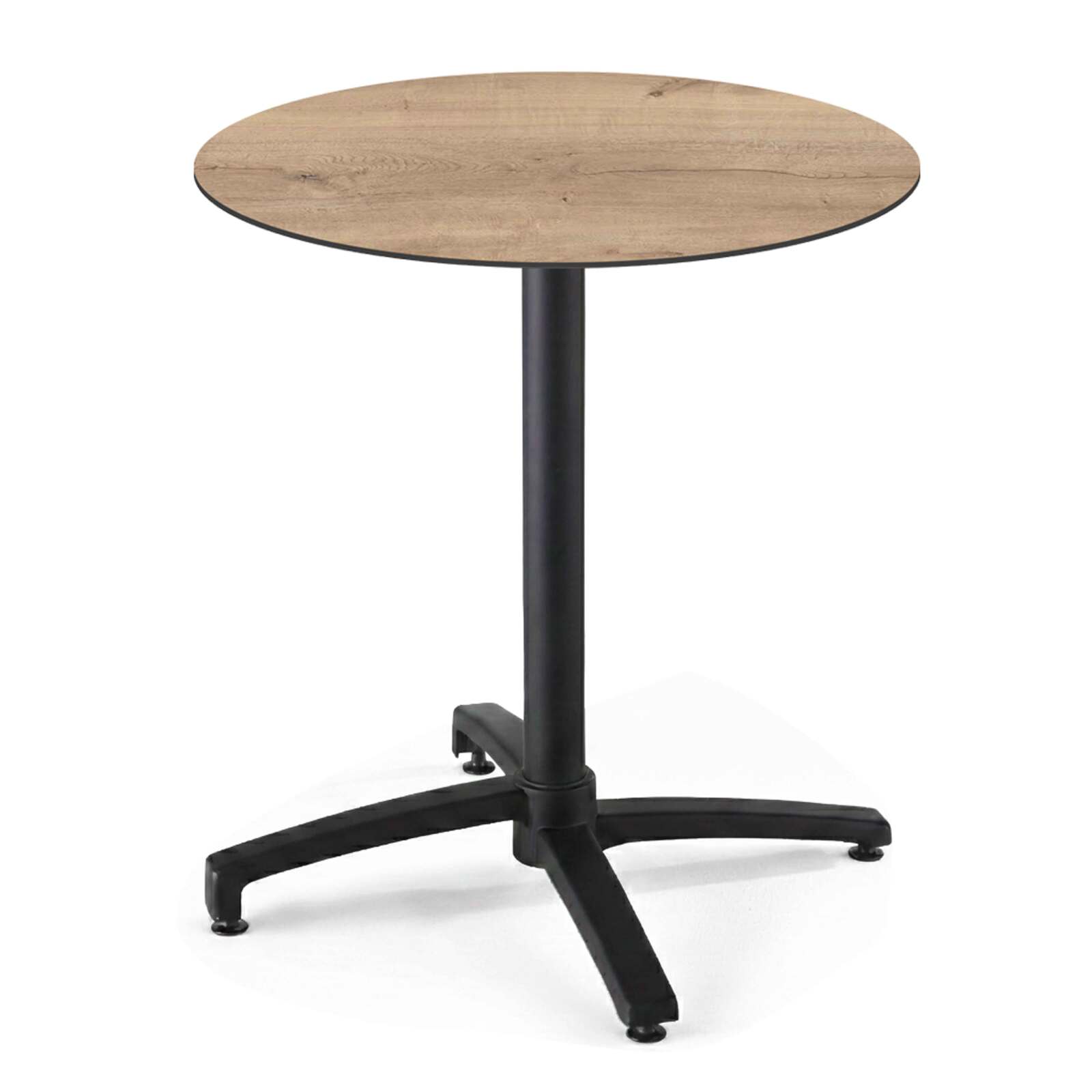 Table de jardin bistrot ronde inclinable en aluminium noir et HPL 4 personnes Ø70 cm