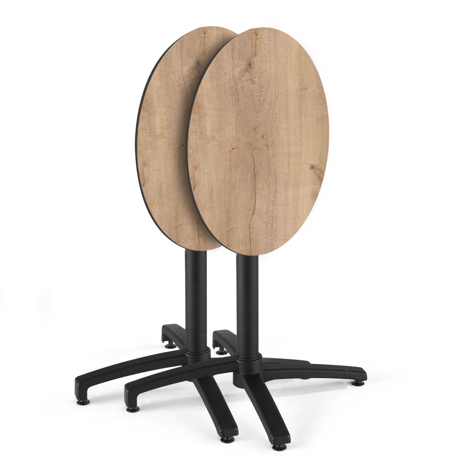 Table de jardin bistrot ronde inclinable en aluminium noir et HPL 4 personnes Ø70 cm