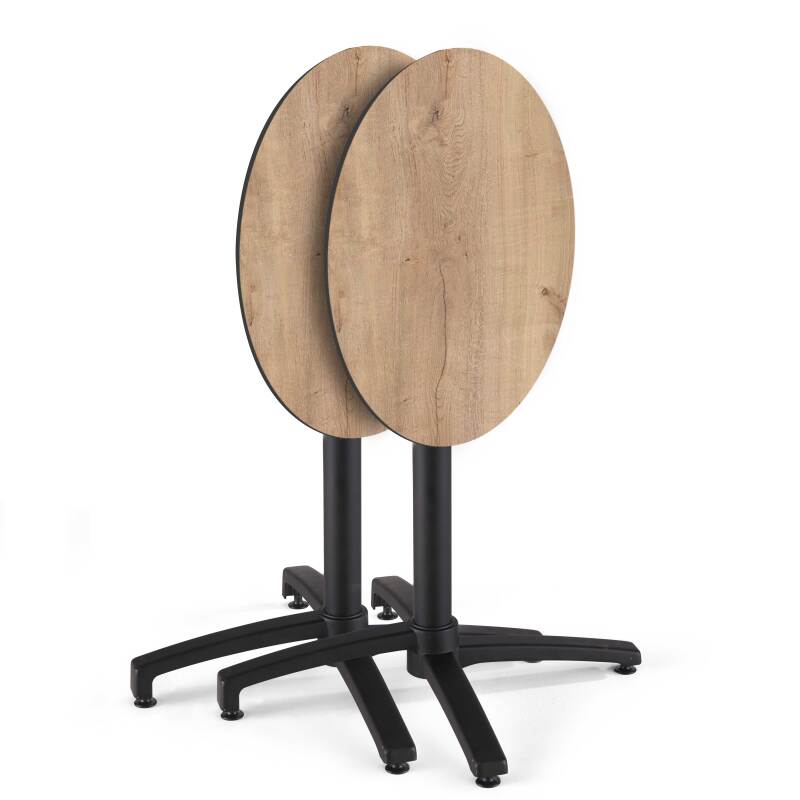 Table de jardin bistrot ronde inclinable en aluminium noir et HPL 4 personnes Ø70 cm