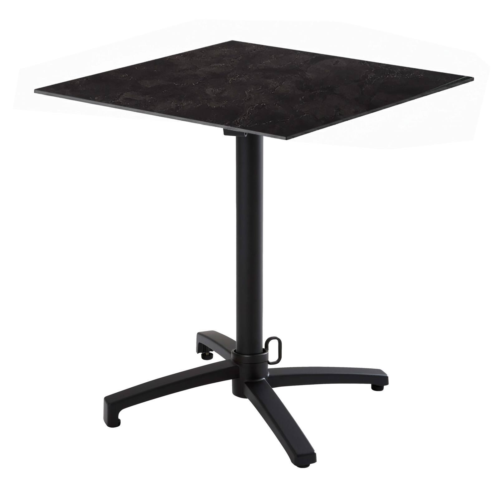 Table de jardin bistrot carrée inclinable en aluminium noir 4 personnes 60x60 cm