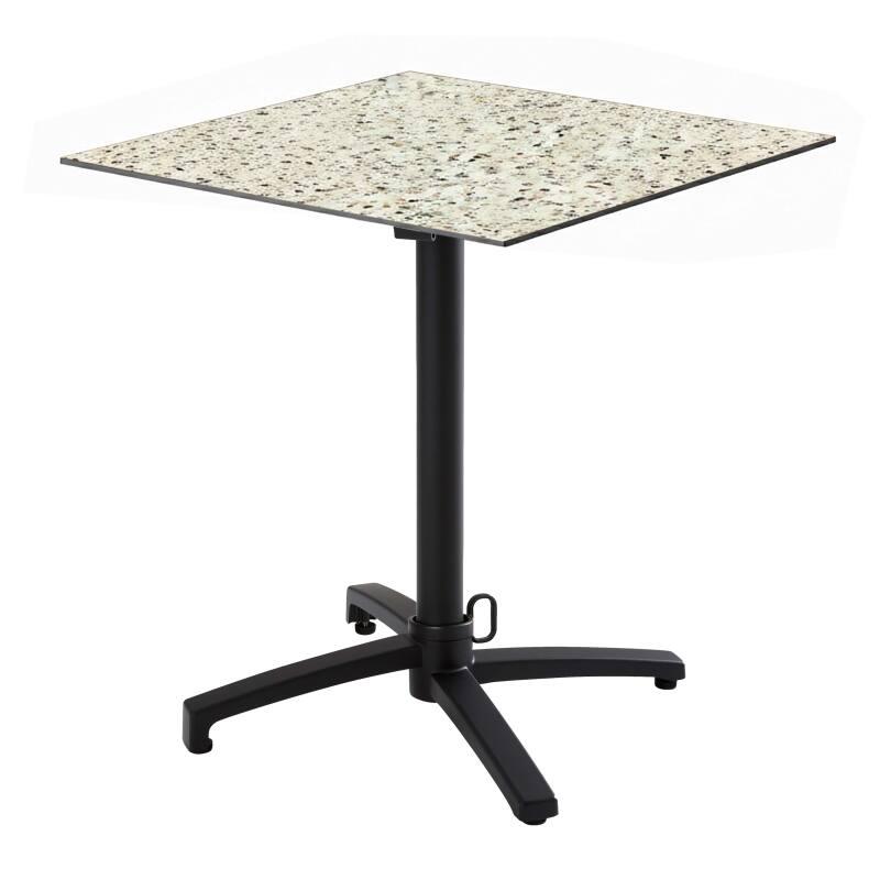 Table de jardin bistrot carrée inclinable en aluminium noir 4 personnes 60x60 cm