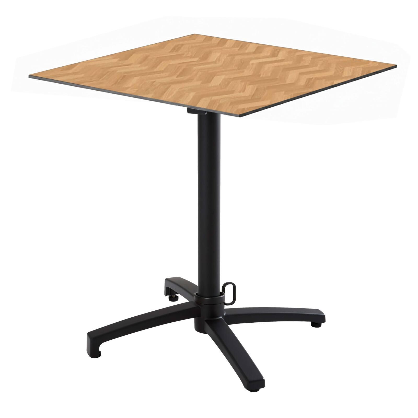 Table de jardin bistrot carrée inclinable en aluminium noir 4 personnes 60x60 cm